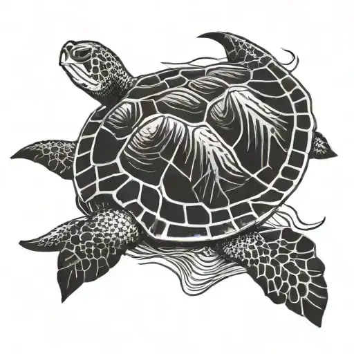 Turtle And Stingray Swimming