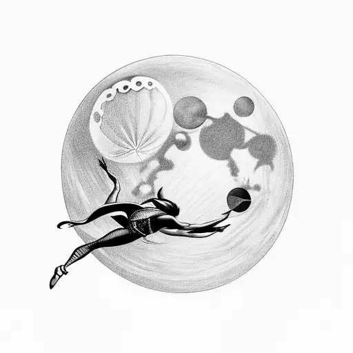 A Dancer Gracefully Leaping Towards The Moon