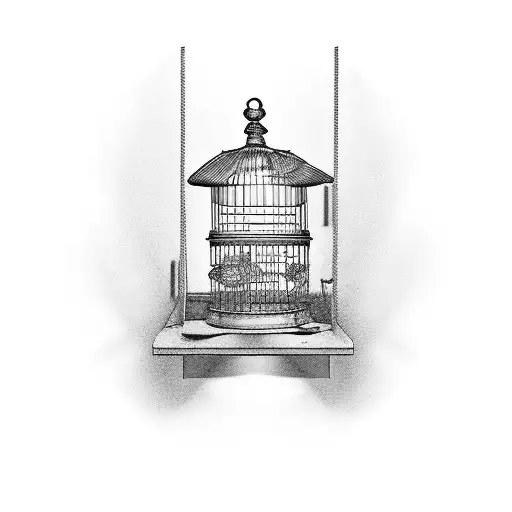 Empty Bird Cage With Open Door