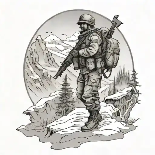 Soldier In The Snow Mountain Forest