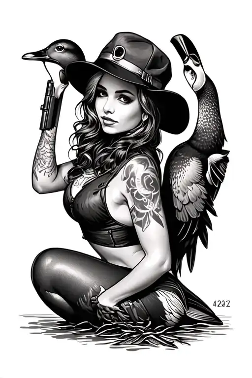 Duck Hunting Pinup Girl Dressed