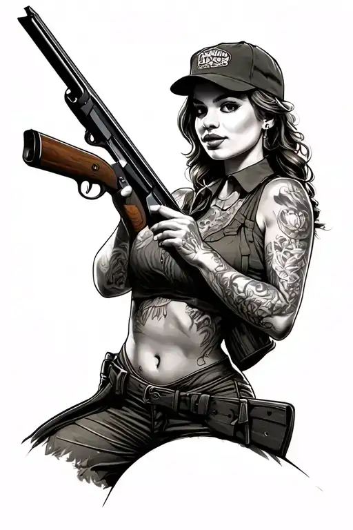 Duck Hunting Pinup Girl Holding A Shotgun