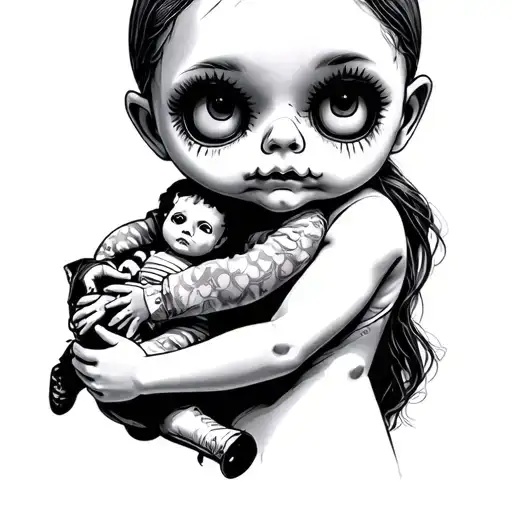 Creepy Doll Holding Toy