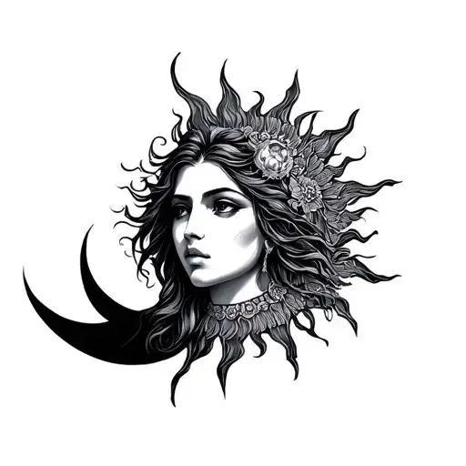 Moon Goddess Sun Goddess Realism Style