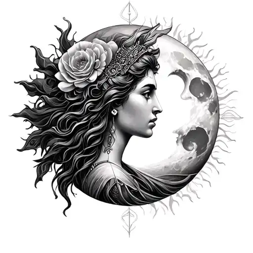 Moon Goddess Sun Goddess Realism Style