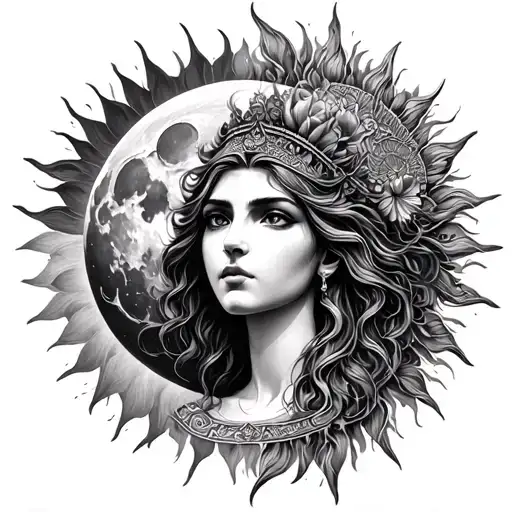 Moon Goddess Sun Goddess Realism Style