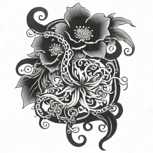 Flower And Vine Wrapping Its Tentacles