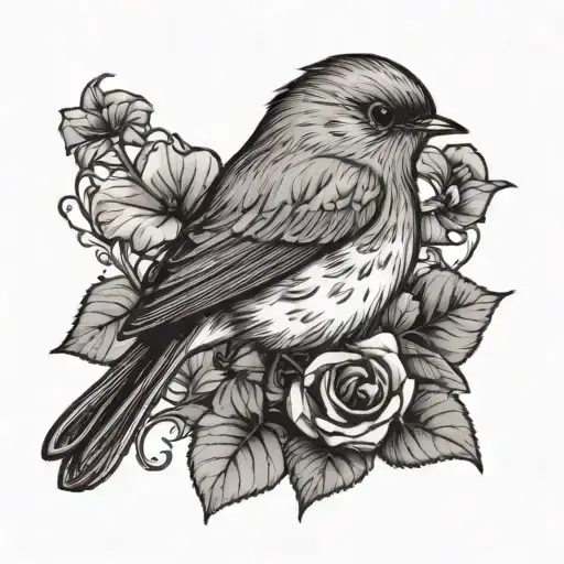 Robin Holding A Violet