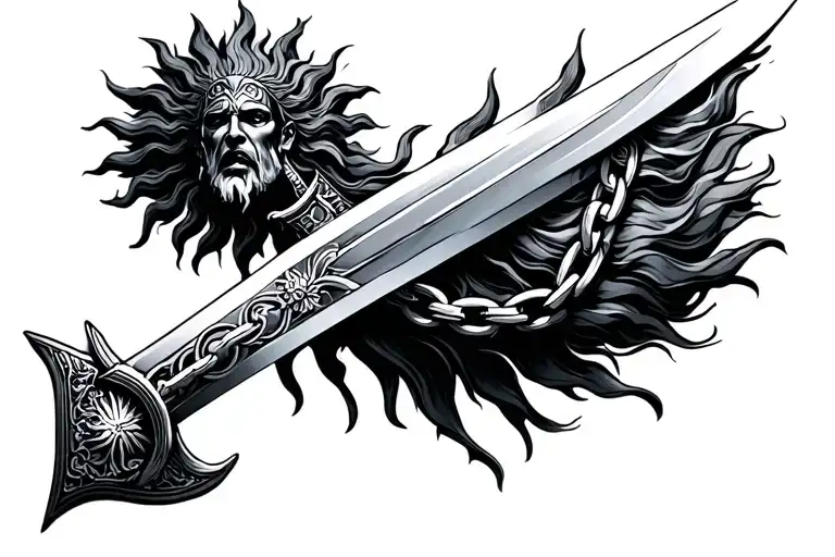 Sun God Chains Sword Embedded