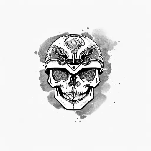 Skull Wearing Cafe Racer Motorcycle Helmet