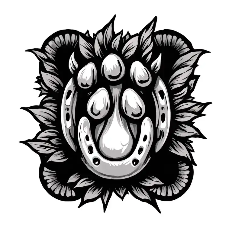 Paw And Horse Shoe Outline