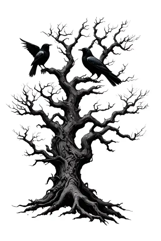 Poison Tree With Crows On Its Branches Reaching Towards