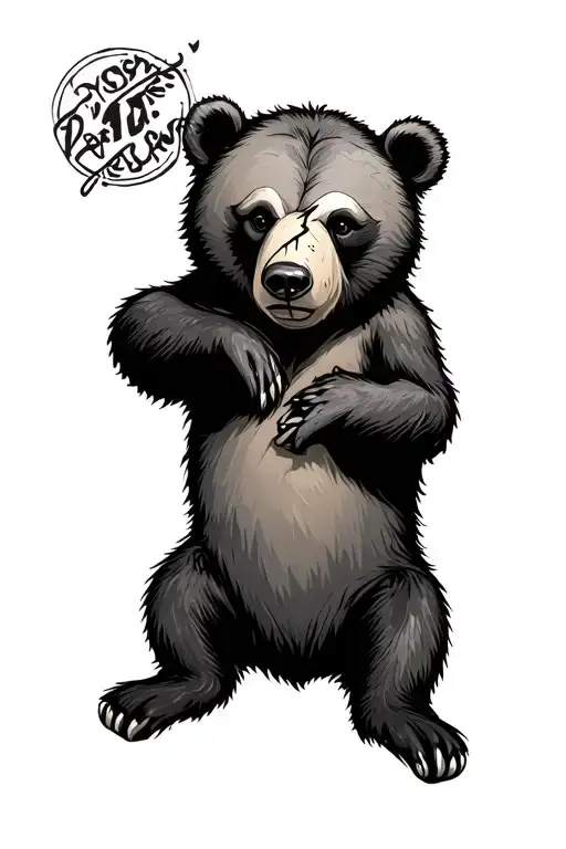 Bear Laying Down With A Scar Across Its Eye