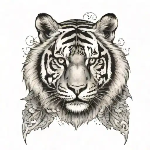 Tiger Tattoo With Colored Eyes