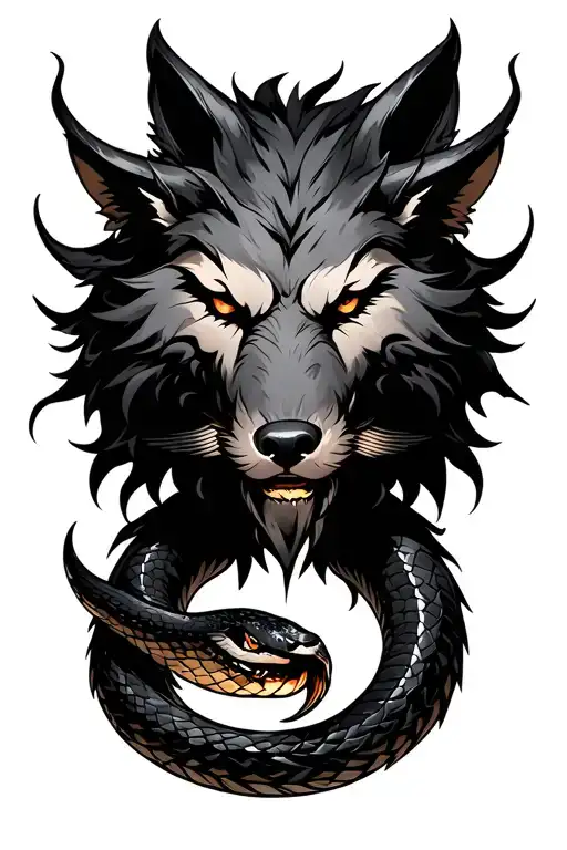 Fenrir Whit Runes And Snake