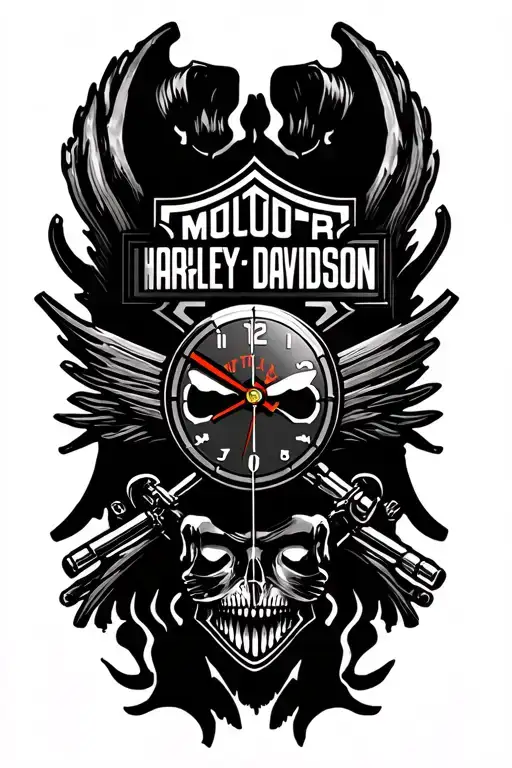 Harley Davidson Logo Incorporated Into The Design Clock