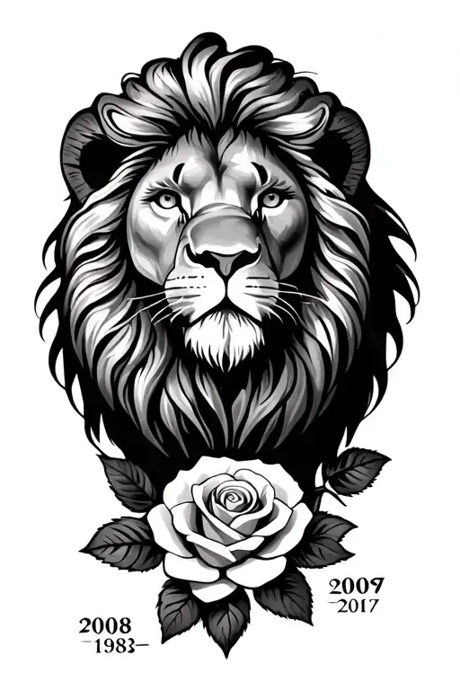 Lion With Rose And Dates 2008 2009 1982 1997 1986 1953 1962 2007 2012