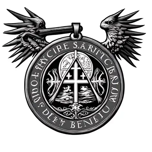 Seal Of Saint Benedict Medal And Scottish