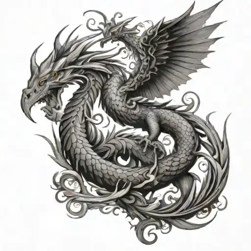 A Dragon And A Phoenix Clashing