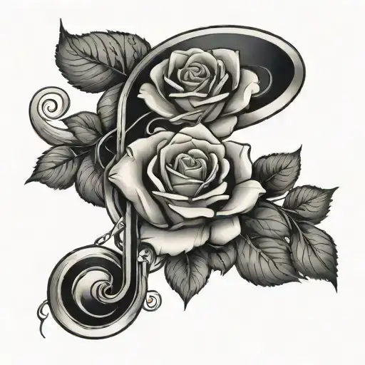Music Note And Rose