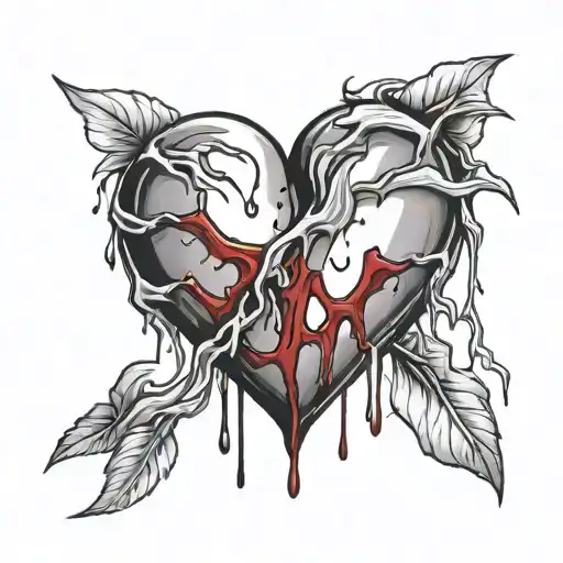 Broken Heart Dripping Blood