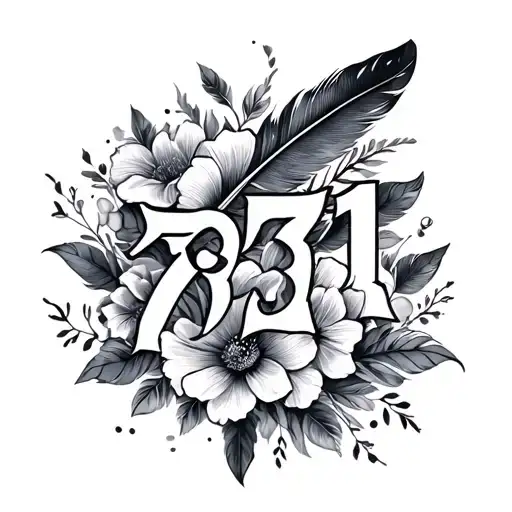 Floral Design To Flow With Feathers For Half Sleeve In Back Of Arm With 7371 Script Font