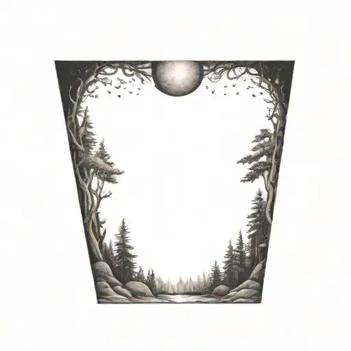 Complementing The Forest And Mountain Tattoo On The Forearm With River And Forest Animals