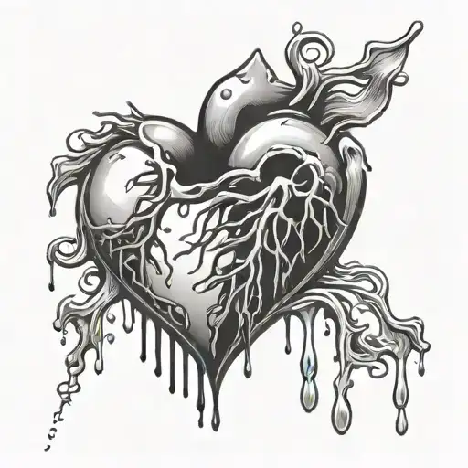 Broken Heart Dripping Blood