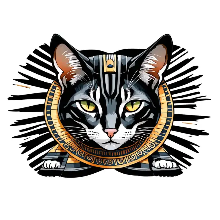 Elegant Full Body Egyptian Cat With Sun