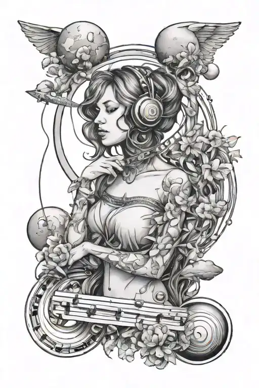 Music Girl Planets Nature Inspired