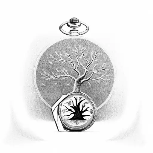 A Tree Growing Out Of An Antique Pocket Watch