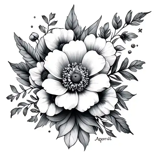 November Birth Flower In The Center And April And December Flowers Around It