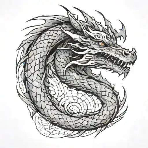 Aggressive Full Dragon With Geometric Background Realistic