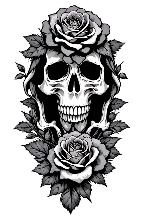 Skull Reaper Style Roses And Thistle Vine