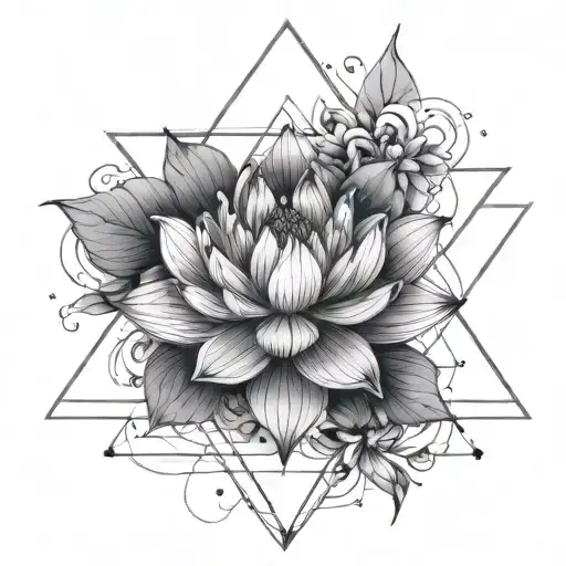 With Triangle Geometry And Lotus As Tattoo For Shoulder Simple Drawing With Golden Ratio