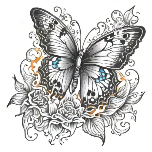 Butterfly With Fire And Water