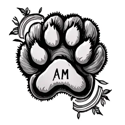 Paw Print With The Letter Am And A Rainbow