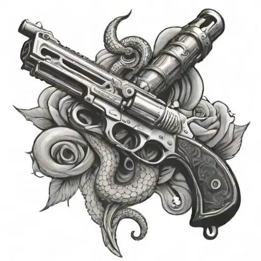 Fallen Angle With A Gun And Snake