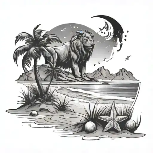 Leo And Star And Beach Landscape