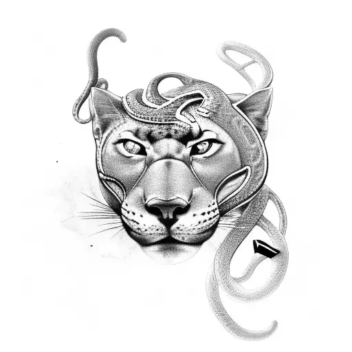 Panther With Snake Wrapped Around It