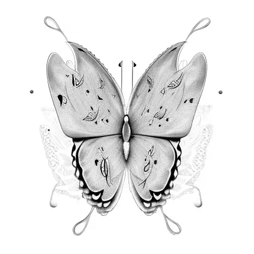 A Minimalist Representation Of A Butterfly With Music Notes Incorporated Within Its Wings
