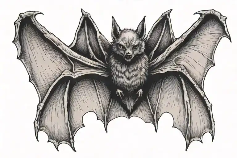 Bat With Open Wings Spread