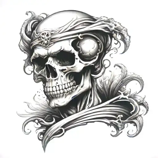 Skull Thinking Near Ocean