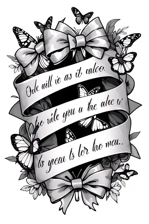 Quote Surrounded By Bows And Butterflies Surrounding On Side Of Arm