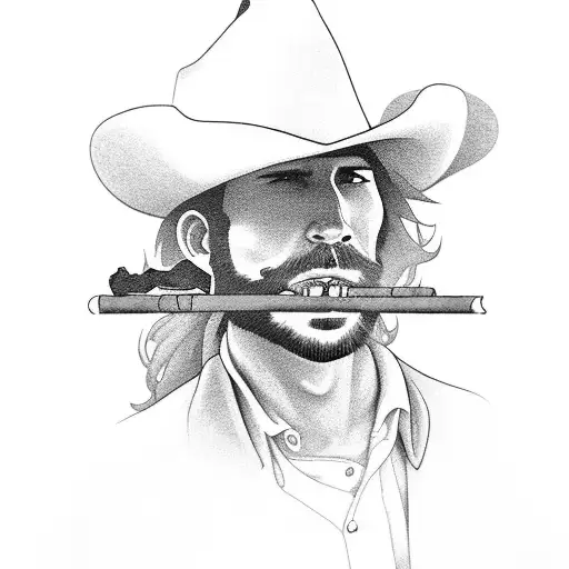 Poncho Cowboy Smoking Cigar