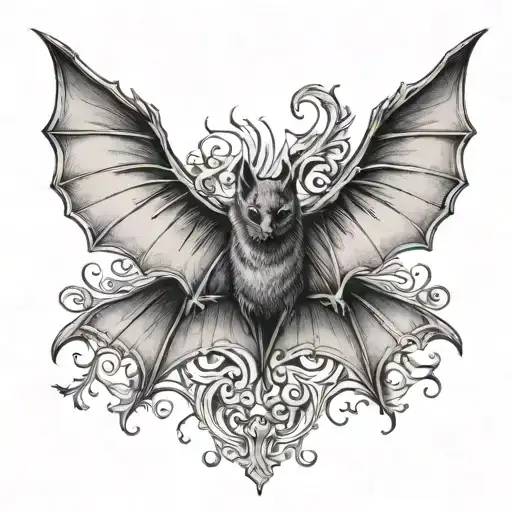Bat With Open Wings Spread