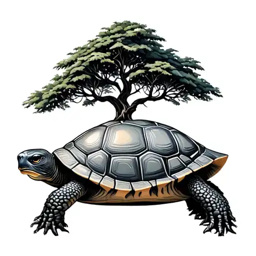 Tortoise With Tree Growing