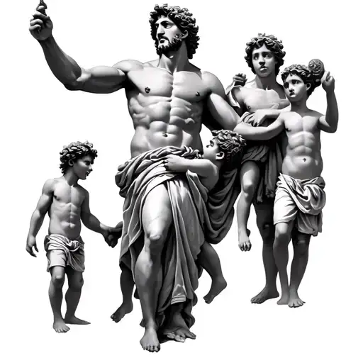 Greek God Atlas Holding Up 5 Children