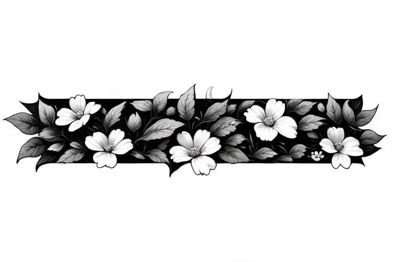 Vine Leaves Surrounding Many Small White Flowers Blossoming