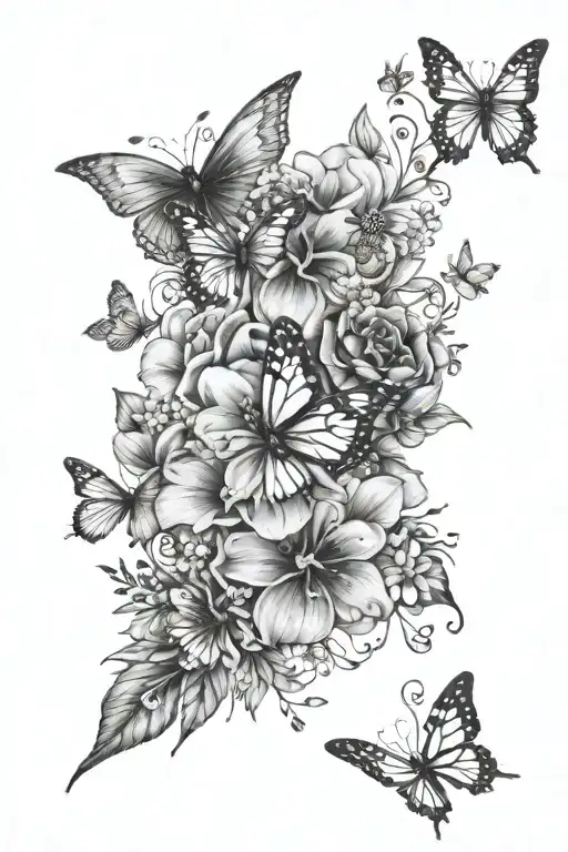 Birth Flower Arm Wrap With Butterflies Flying